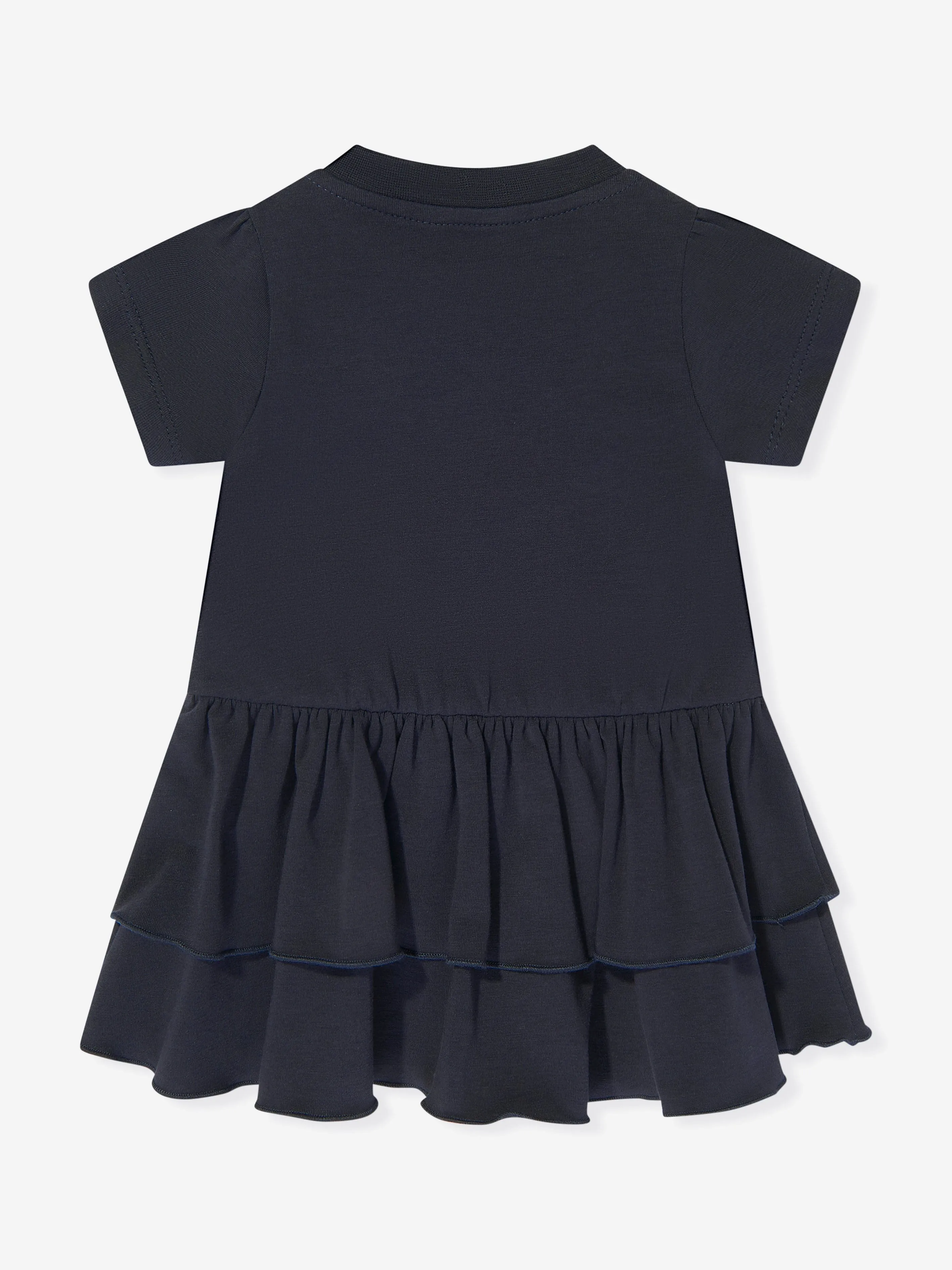 Baby Girls Logo Ruffle Dress in Navy