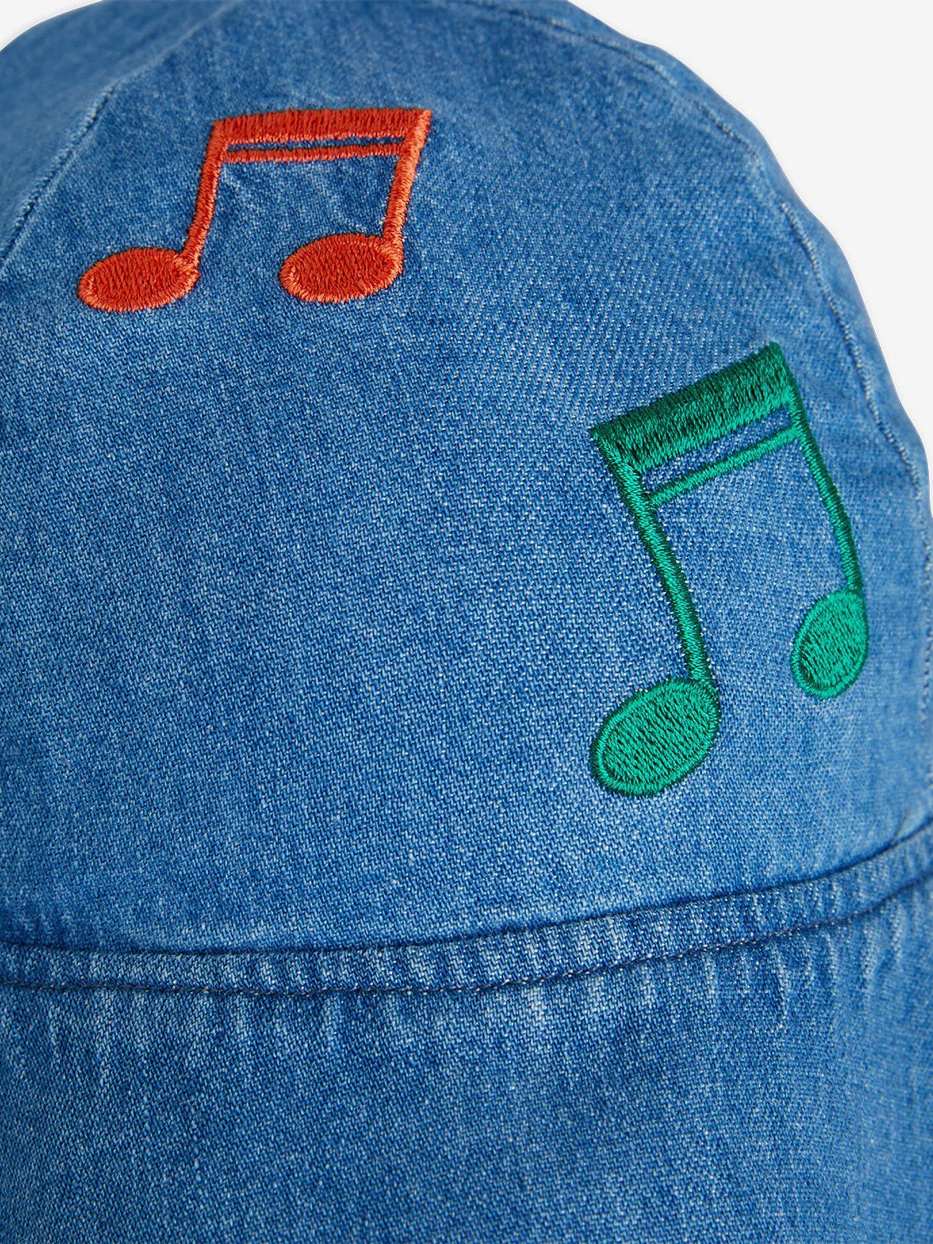 Baby Girls Note Embroidered Sun Hat in Blue