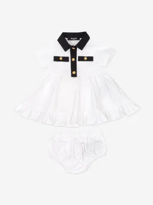 Baby Girls Polo Dress with Knickers in White