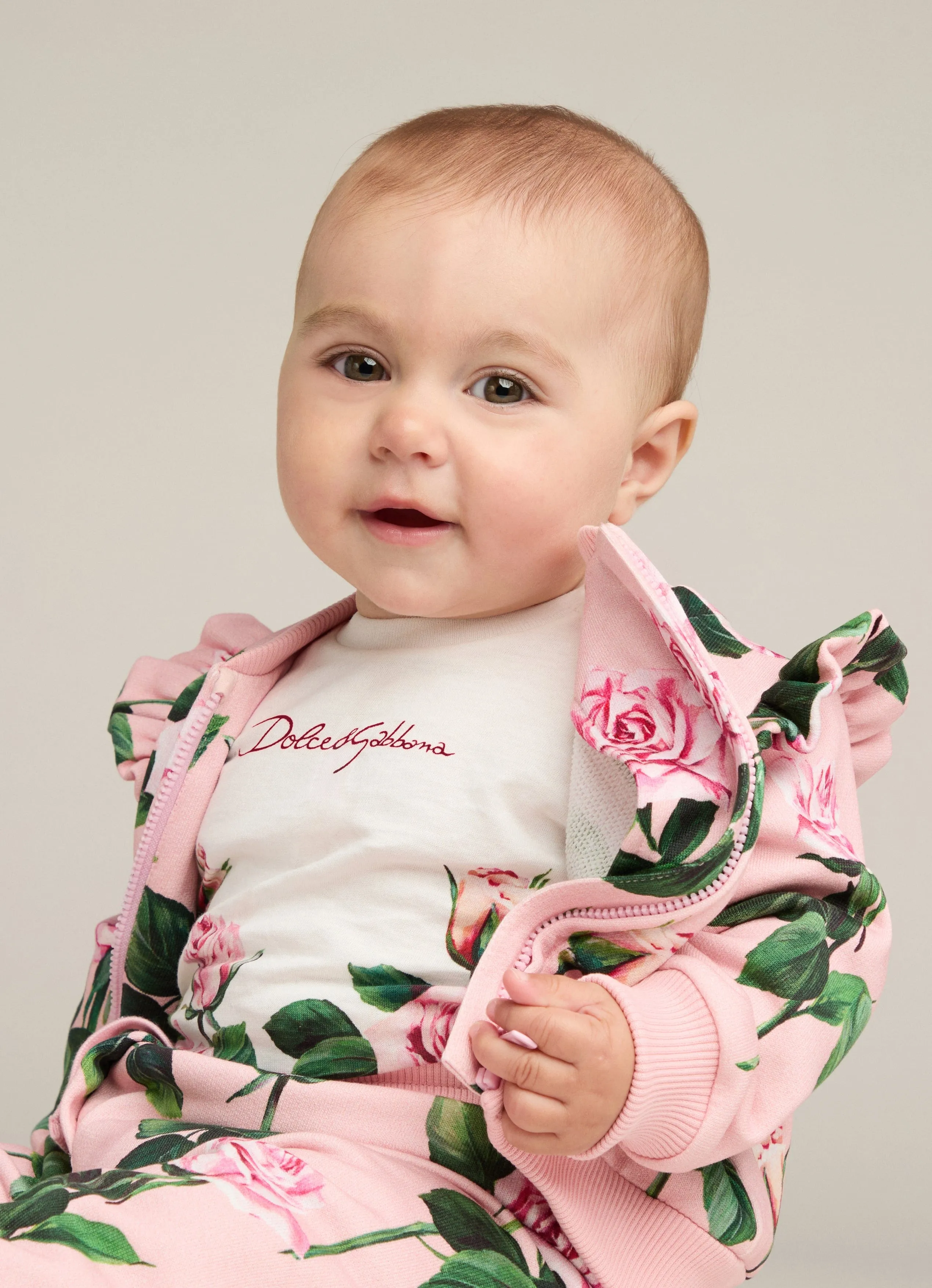 Baby Girls Rose Print T-Shirt in White