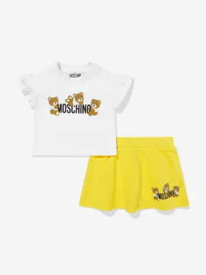 Baby Girls Teddy Bear Skirt Set in Yellow