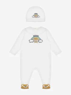 Baby Teddy Bear Babygrow Gift Set in Ivory