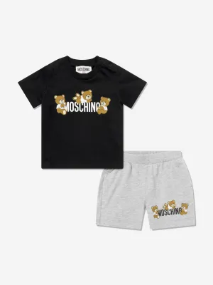 Baby Teddy Bear Logo Short Set in Black