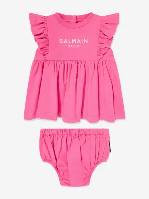 Balmain Baby Girls Jersey Dress with Knickers in Pink