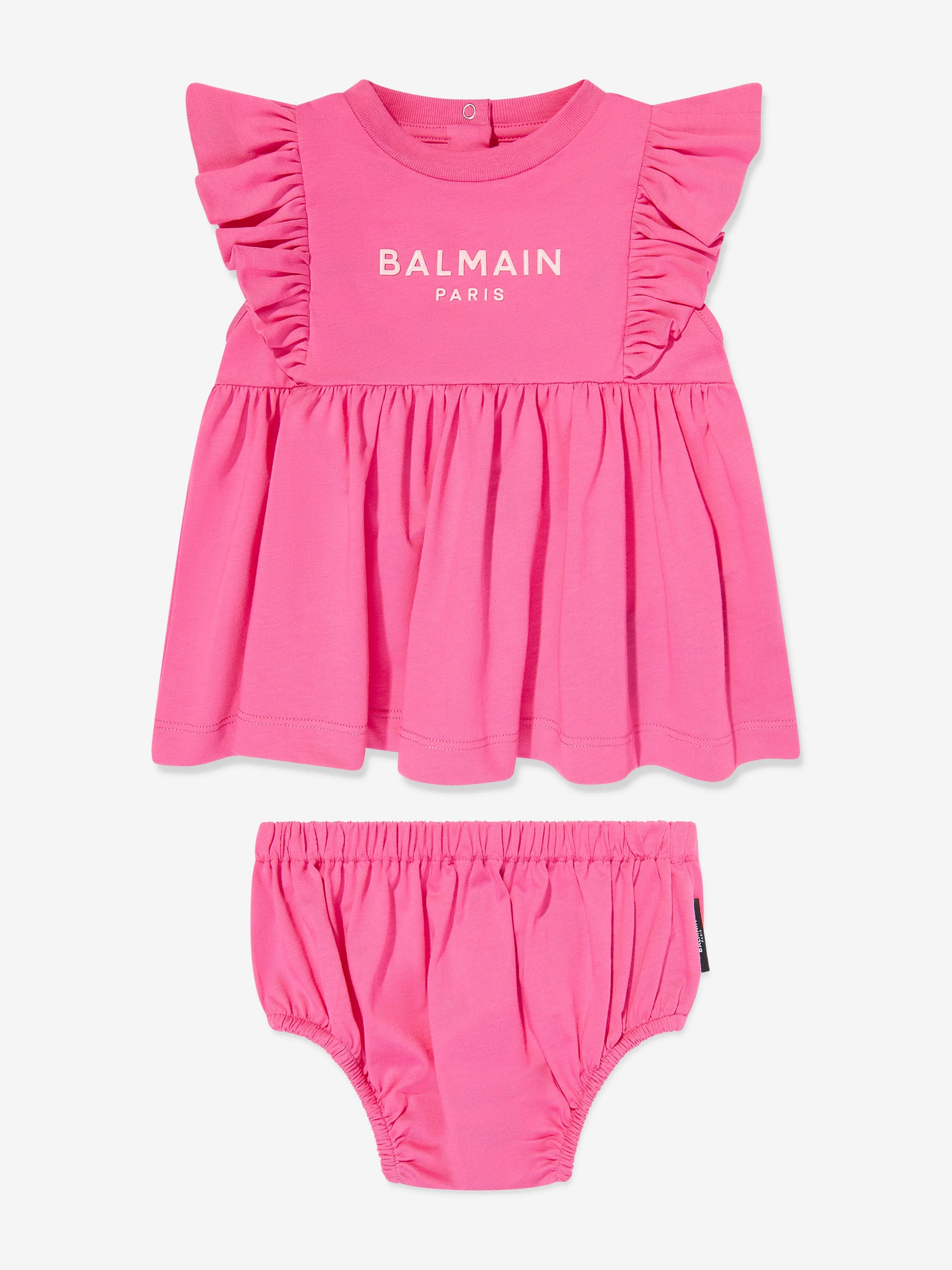 Balmain Baby Girls Jersey Dress with Knickers in Pink