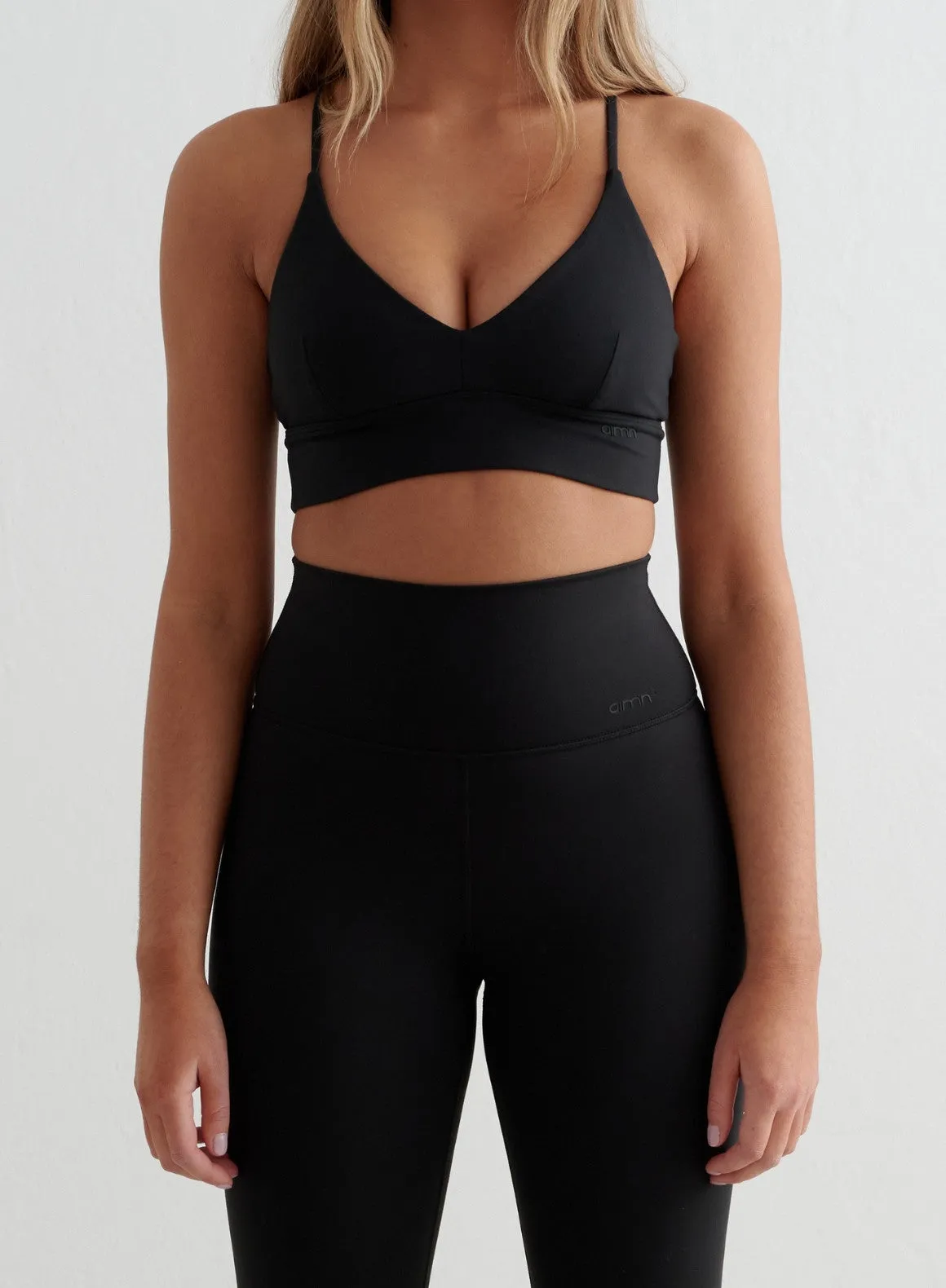 Black Sense Tights & Strap Bra Set