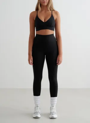Black Sense Tights & Strap Bra Set