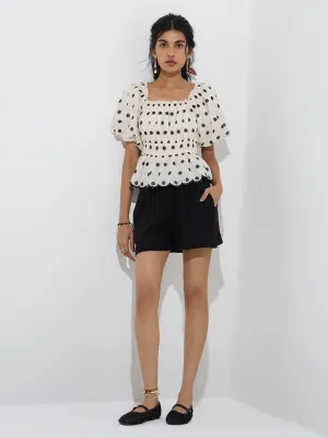 Bombay Paisley Black Solid Cotton Shorts