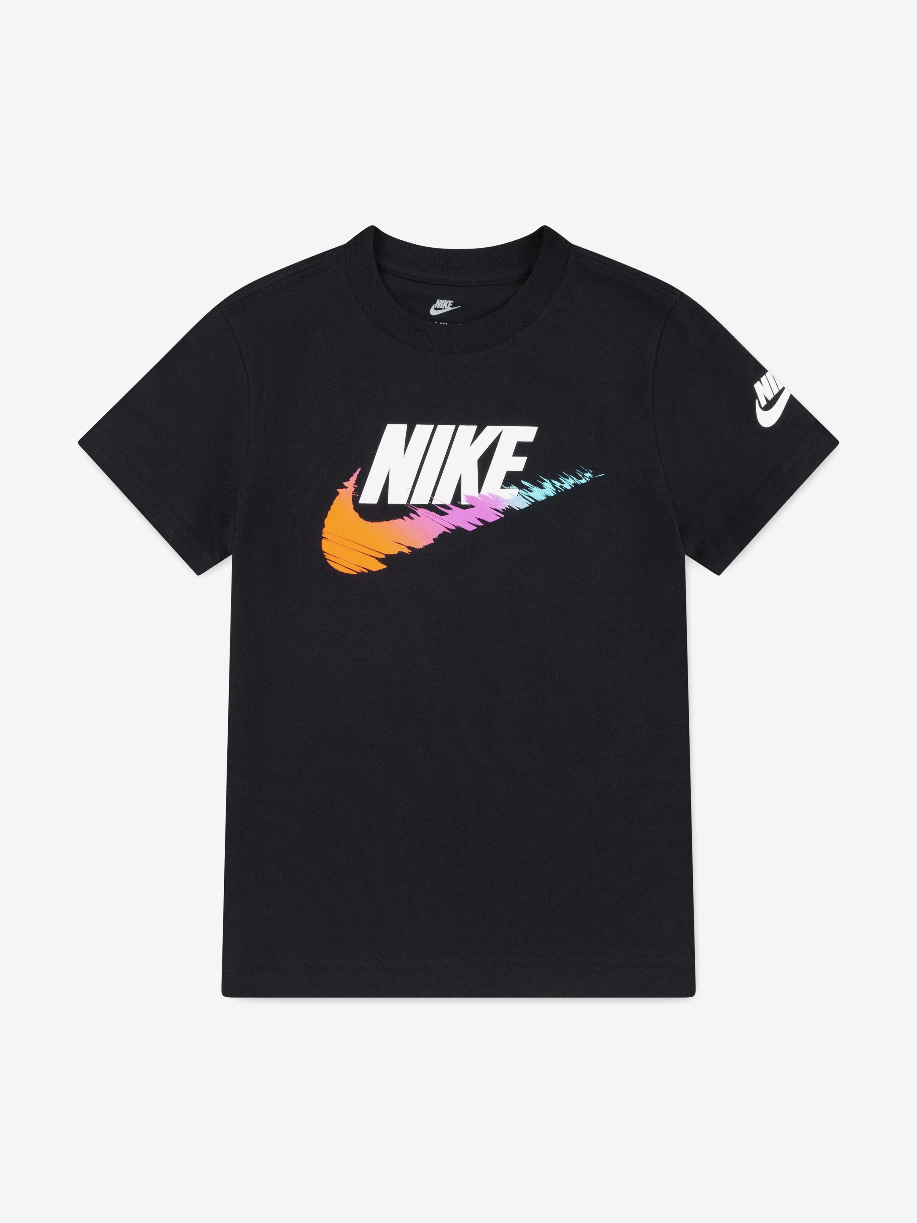Boys Brandmark Swoosh T-Shirt in Black