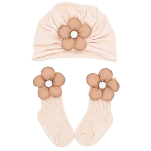 Brown Flower Beige Accent Gift Set