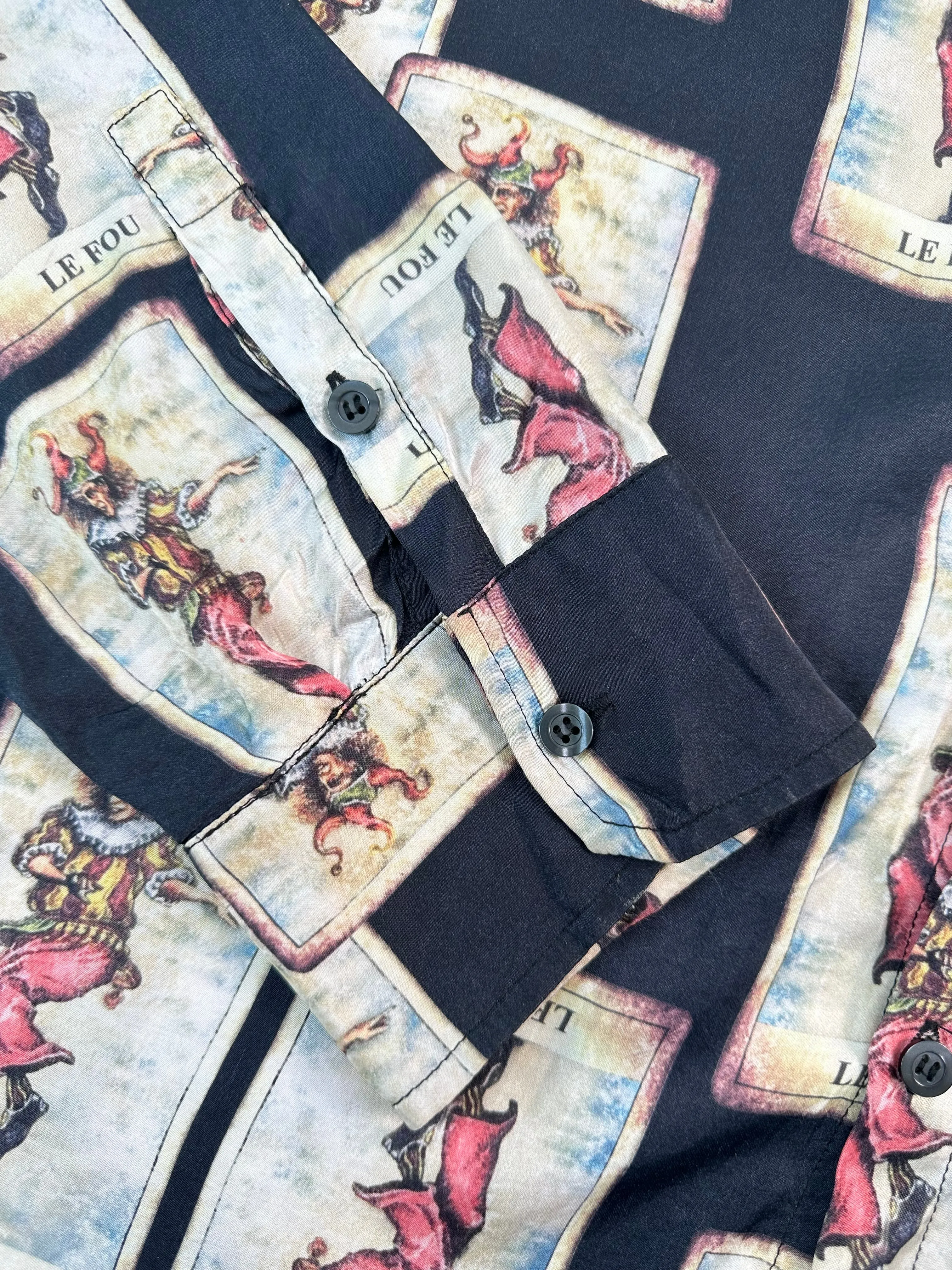 Camicia Satinata Fantasia Contrasto Con Tasche Frontali