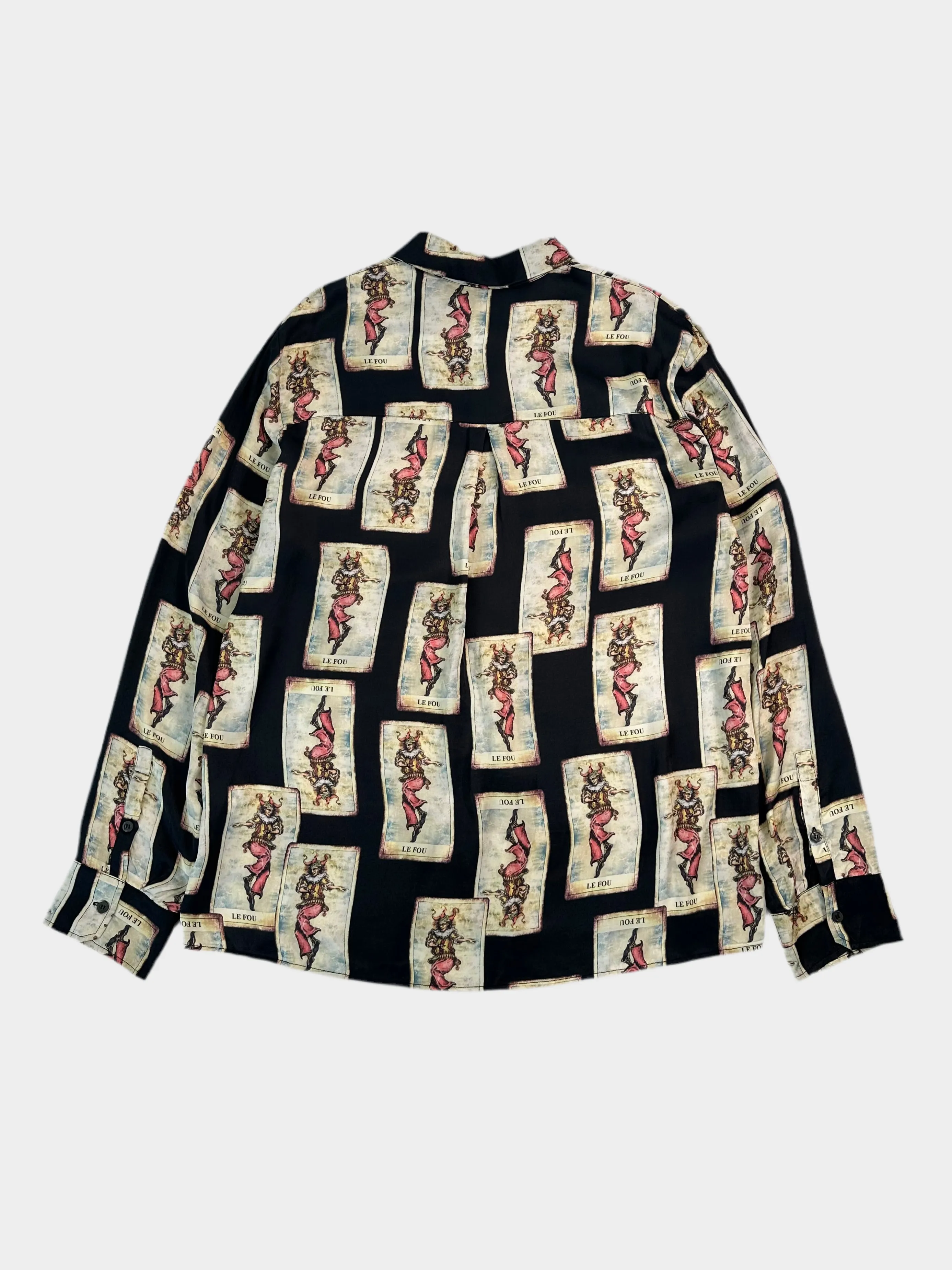 Camicia Satinata Fantasia Contrasto Con Tasche Frontali