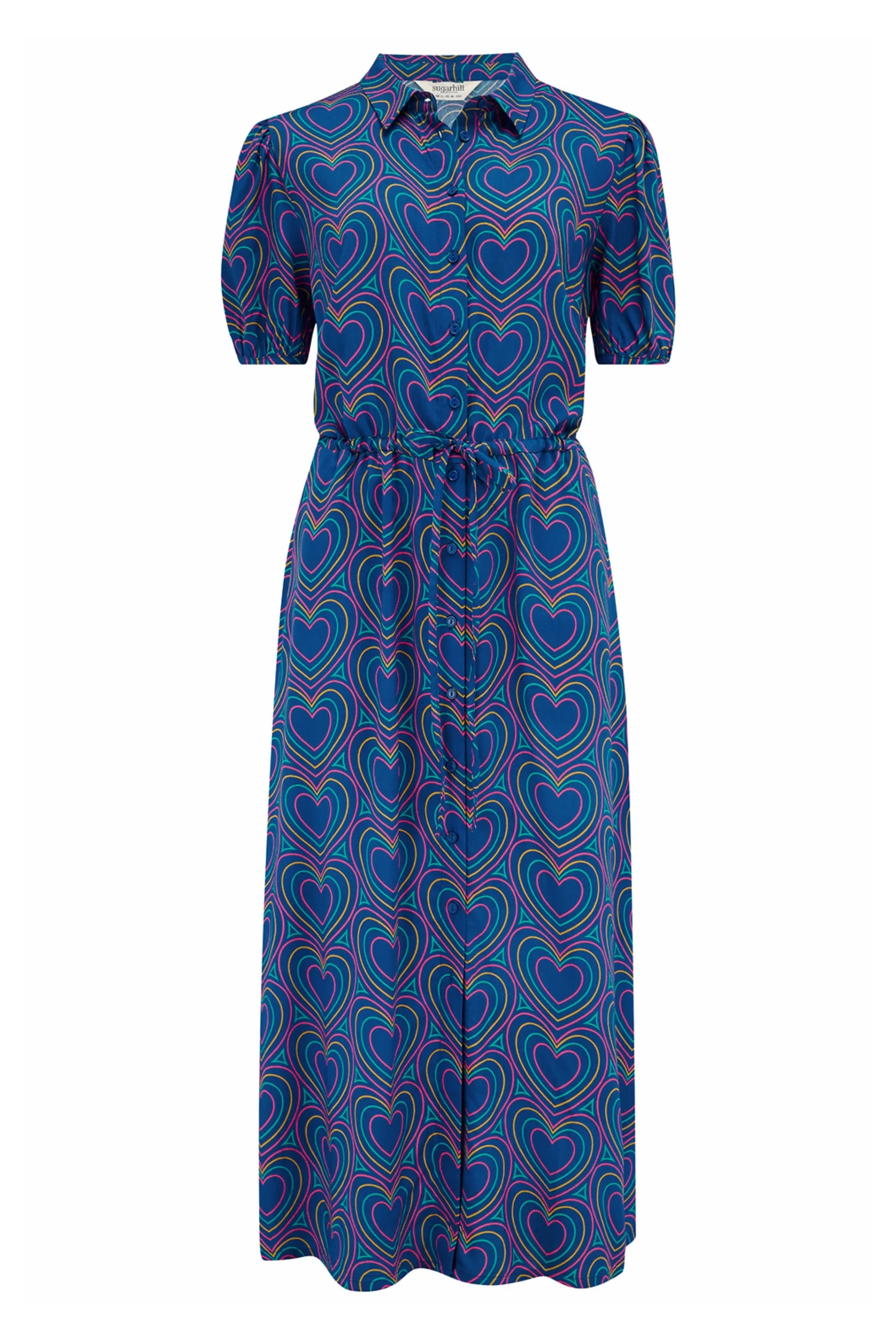 Cassandra Midi Shirt Dress - Navy. Heart Explosion