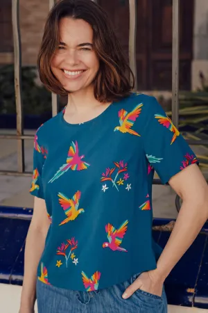 Christina Top - Teal. Rainbow Parrots