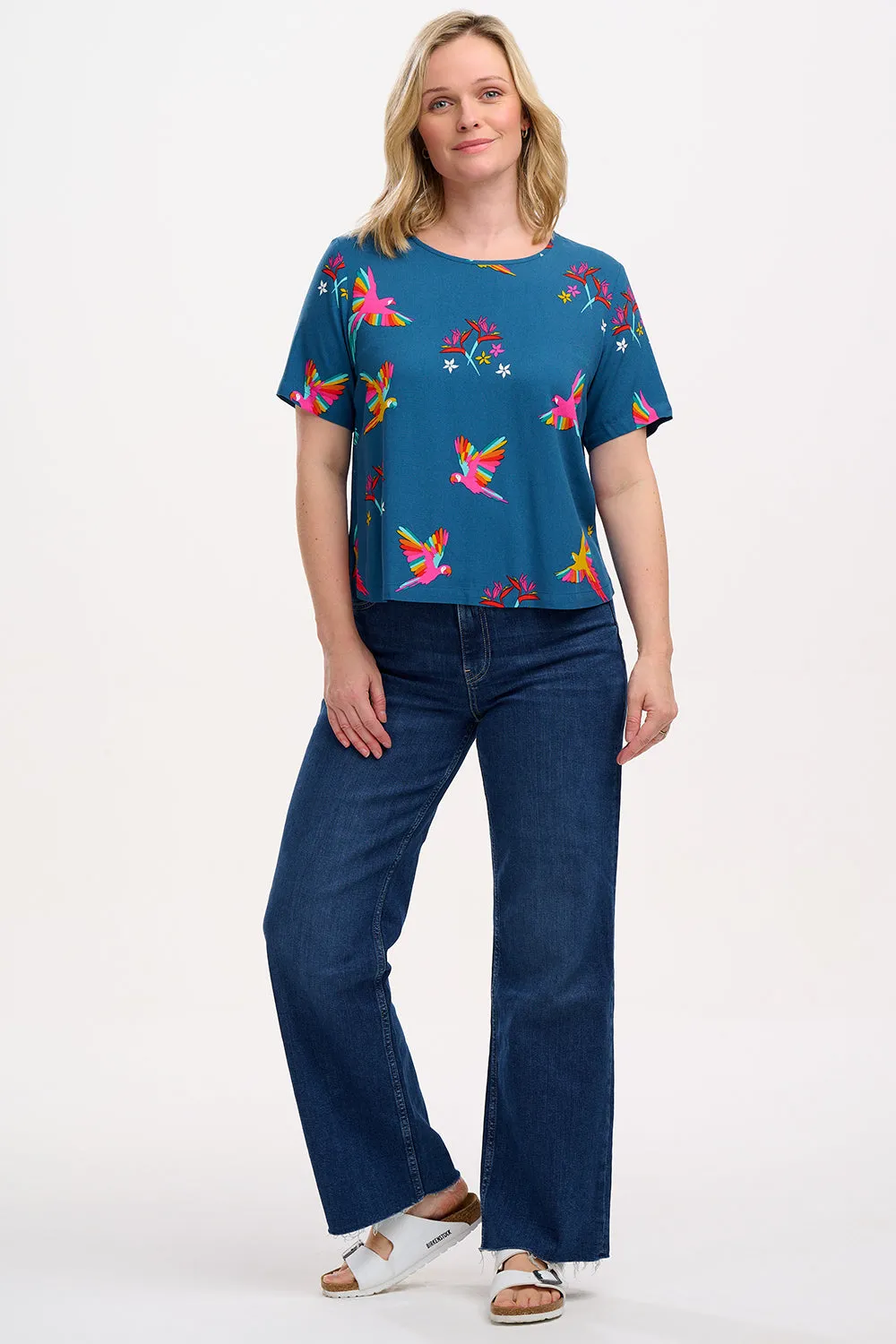 Christina Top - Teal. Rainbow Parrots