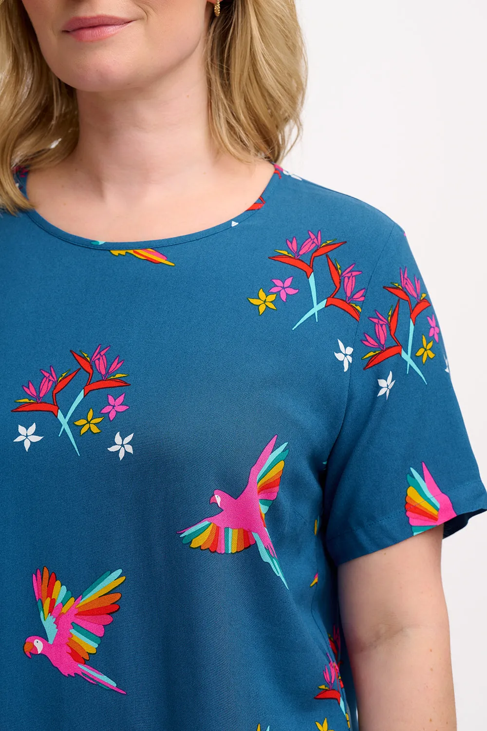 Christina Top - Teal. Rainbow Parrots