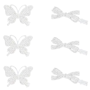 Crystal Butterfly & Bow Hair Clips