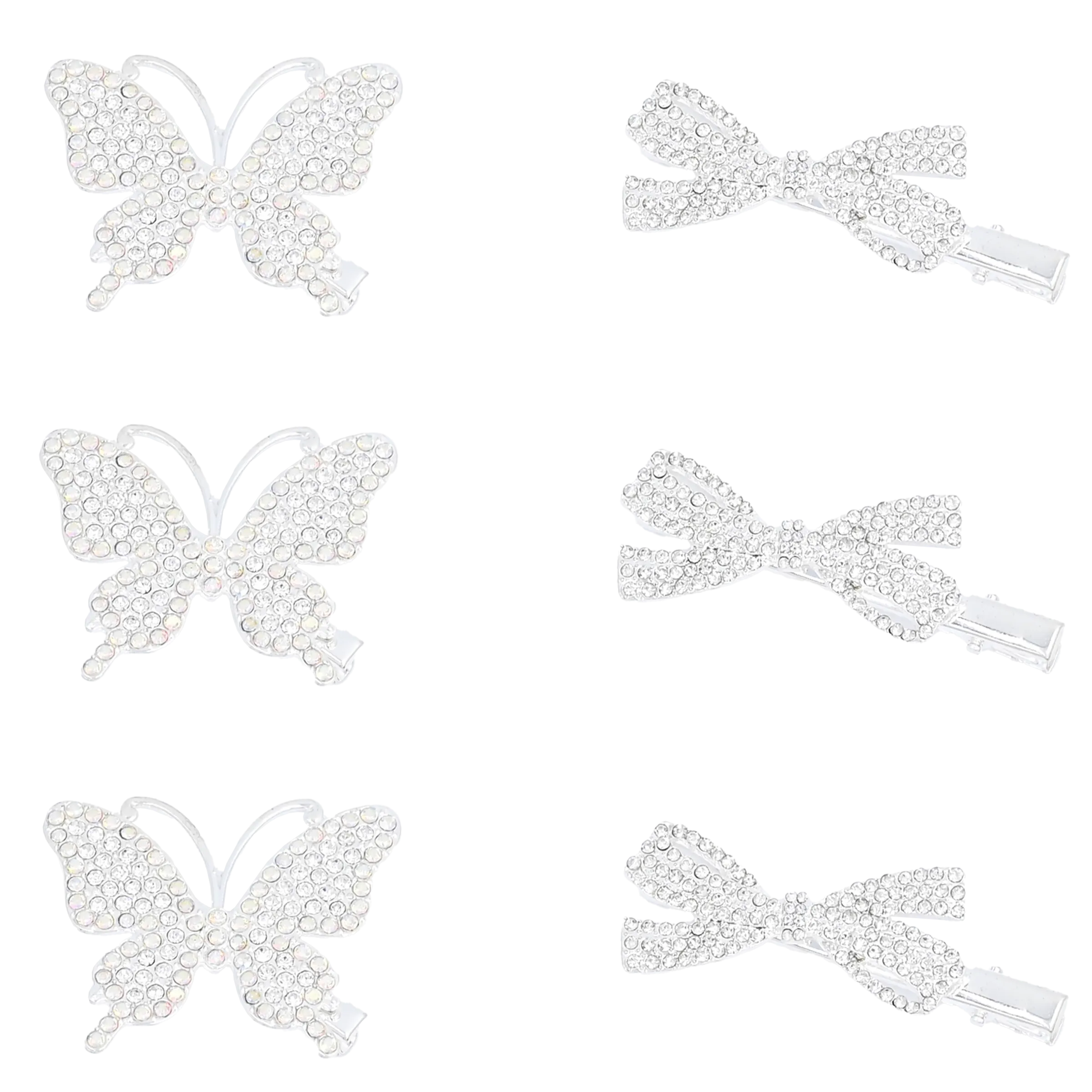 Crystal Butterfly & Bow Hair Clips