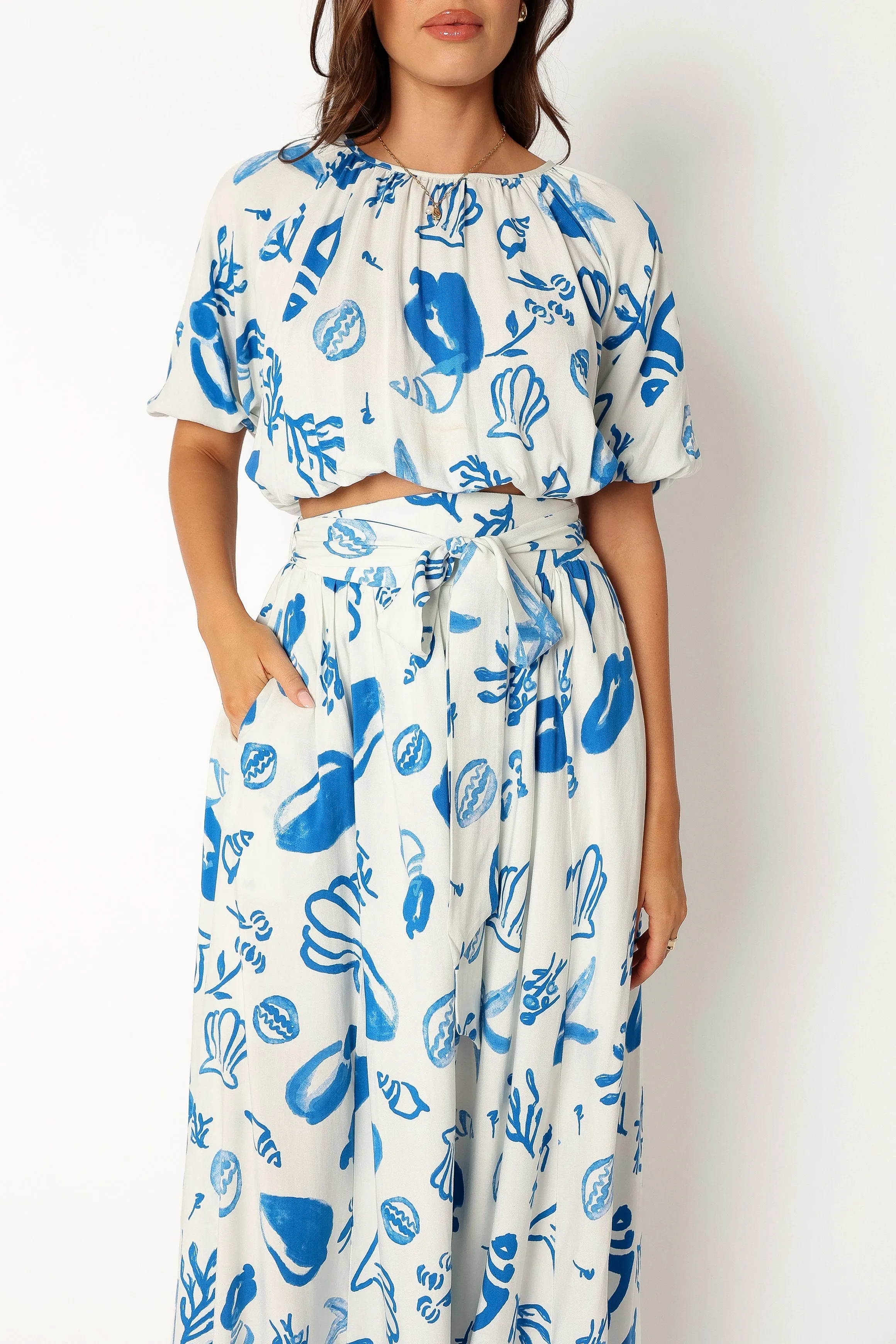 Delilah Skirt Set - White Blue