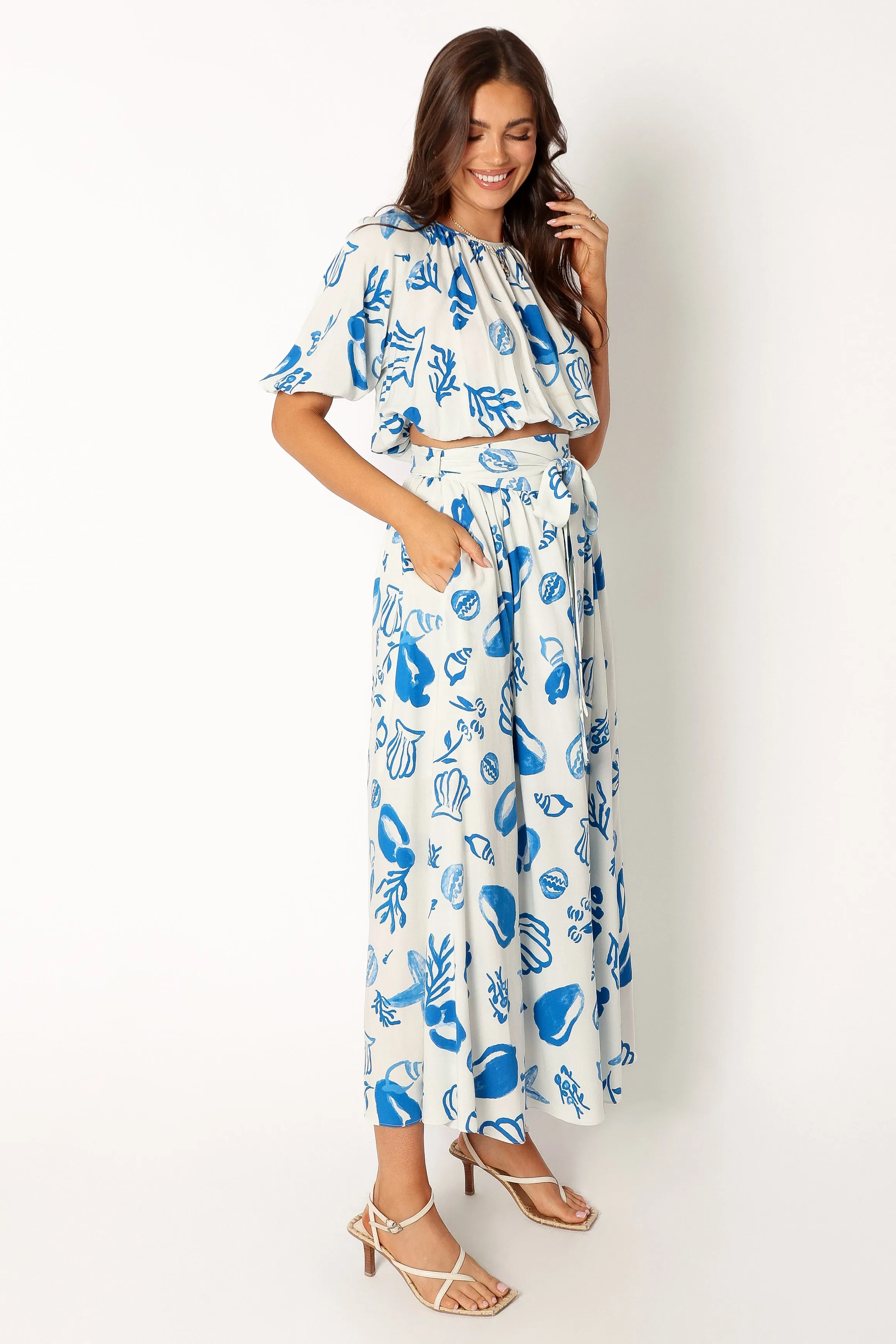 Delilah Skirt Set - White Blue