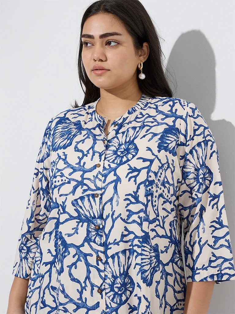 Diza Blue Marine-Inspired A-Line Kurta