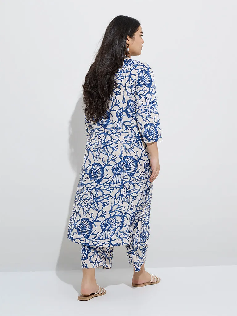 Diza Blue Marine-Inspired A-Line Kurta