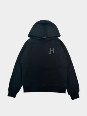 Felpa Nera Con Raglan E Cappuccio Con Logo Stampato