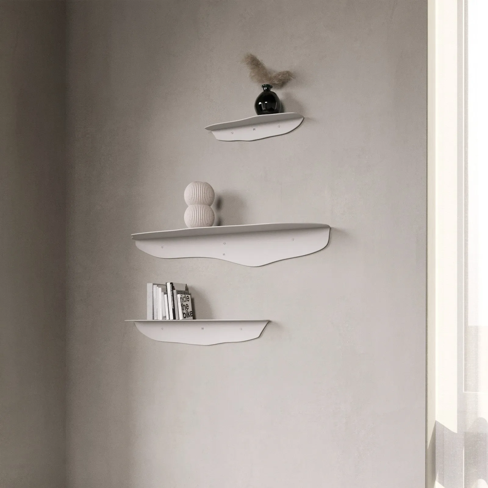 Fold Wavy Shelf 35cm - White