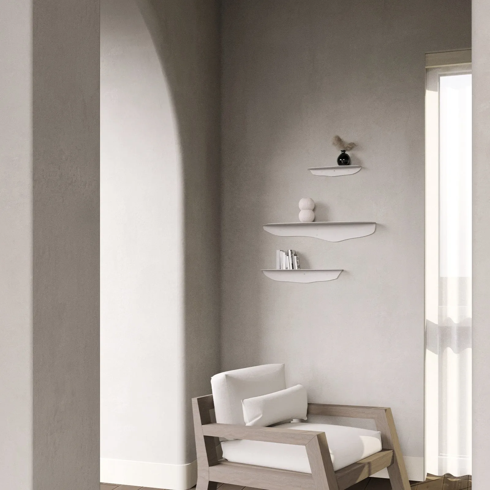 Fold Wavy Shelf 35cm - White