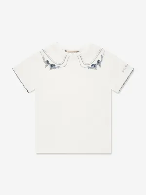 Girls Era Bow Collar T-Shirt in Ivory