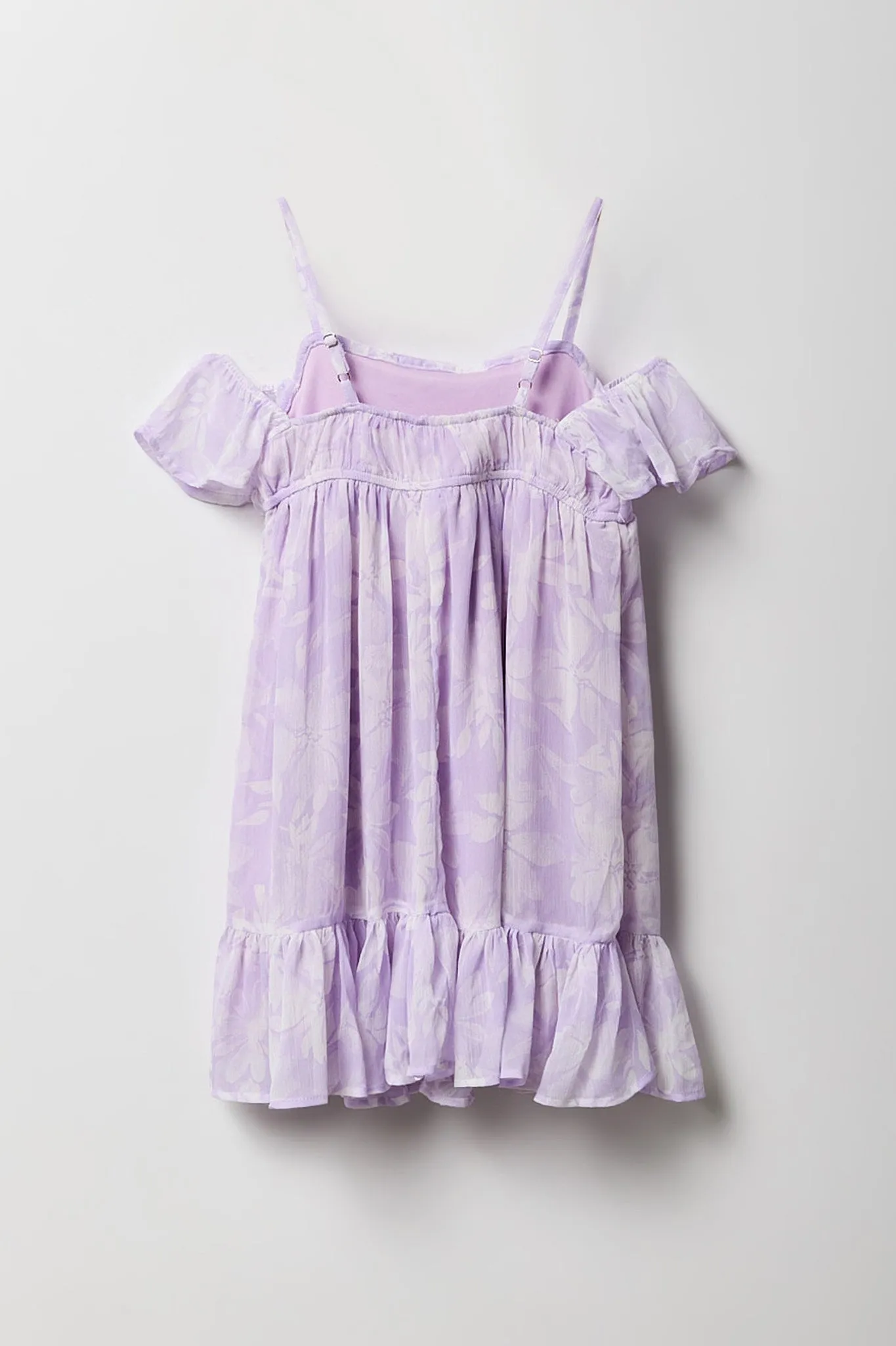 Girls Floral Chiffon Off-Shoulder Dress