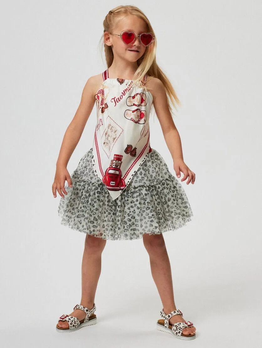 Girls Leopard Tulle Tutu in Beige