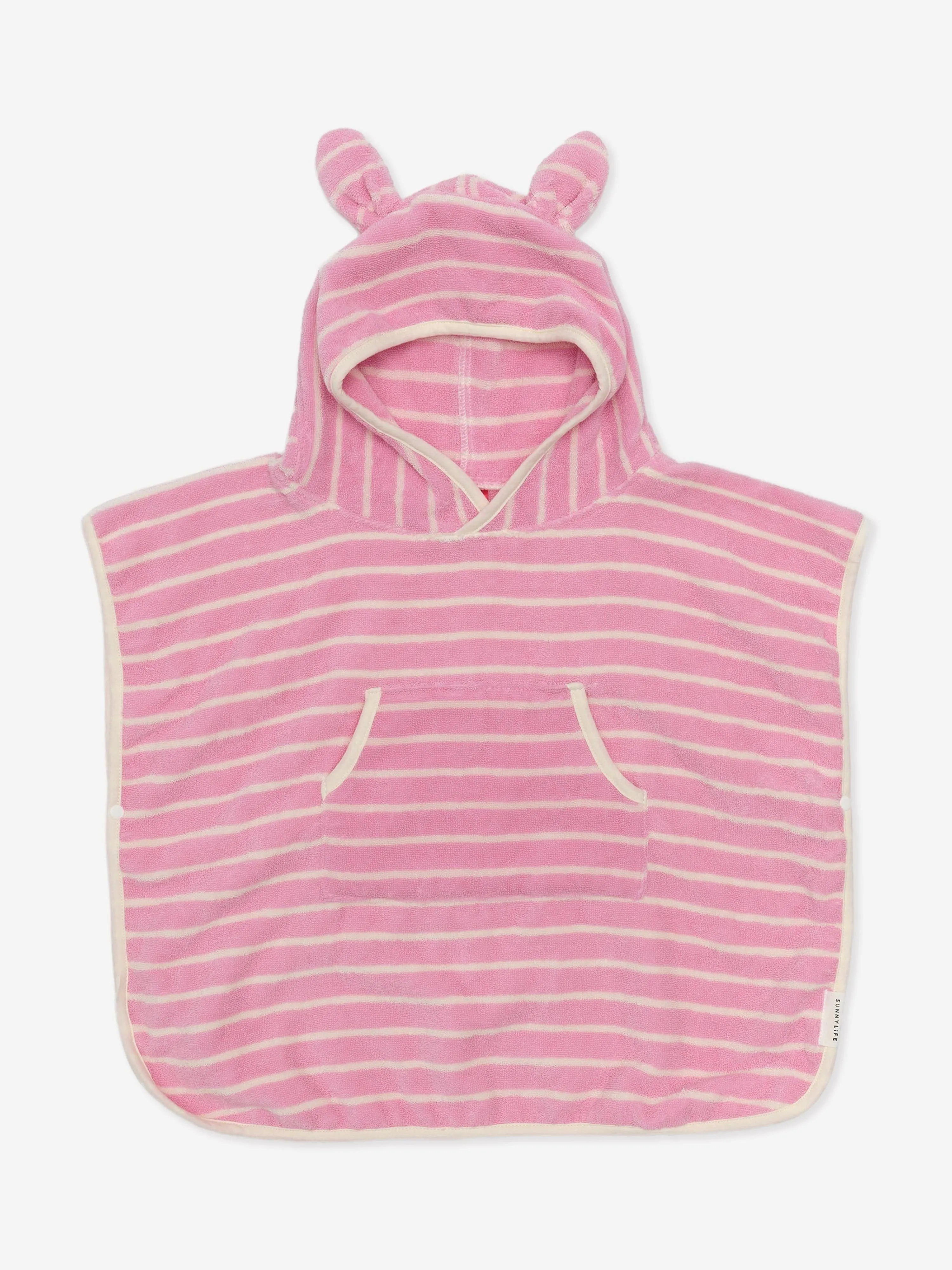 Girls Striped Character Hooded Towel Cotton Candy in Pink (86cm)