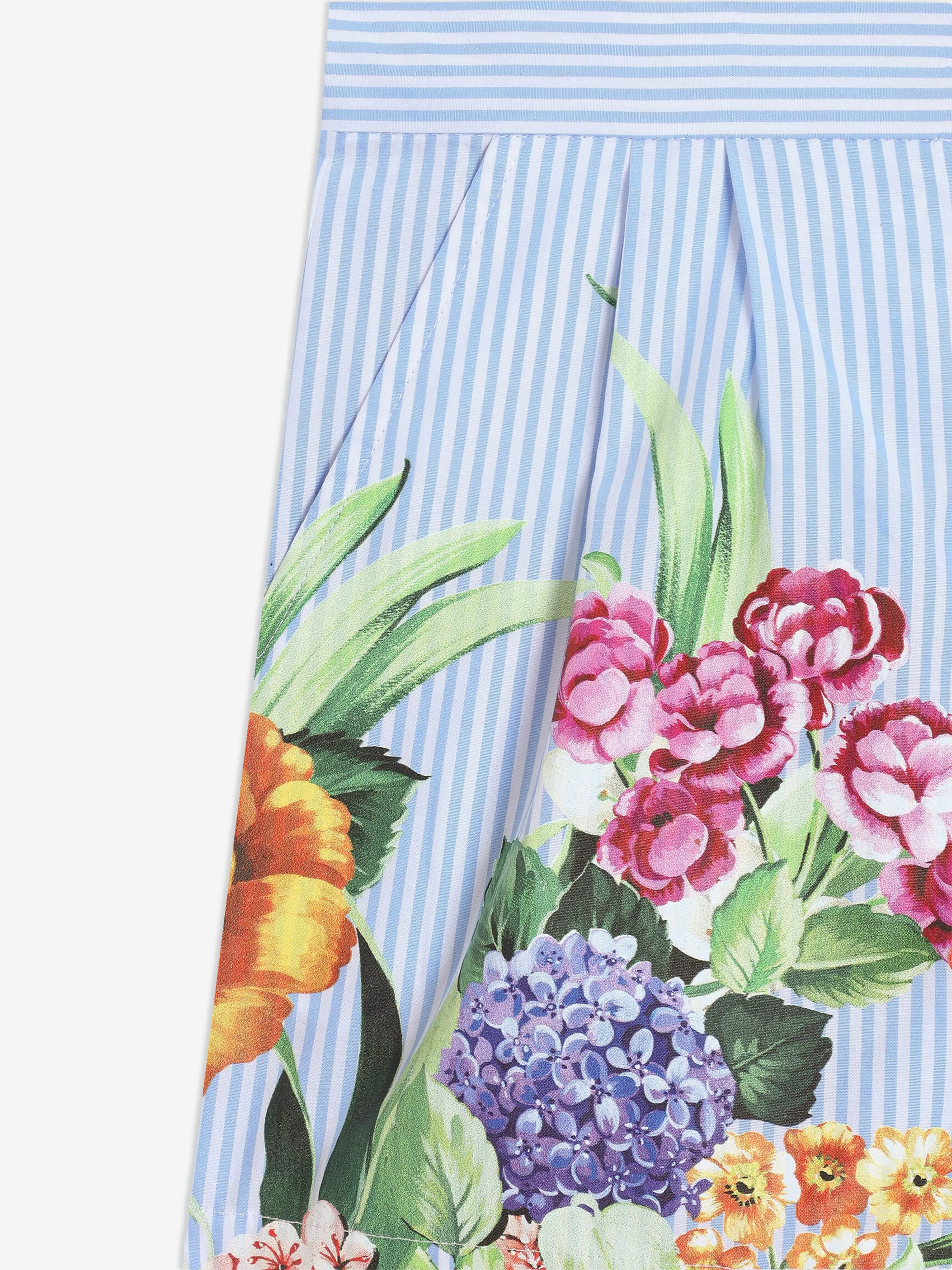Girls Striped Floral Shorts in Multicolour