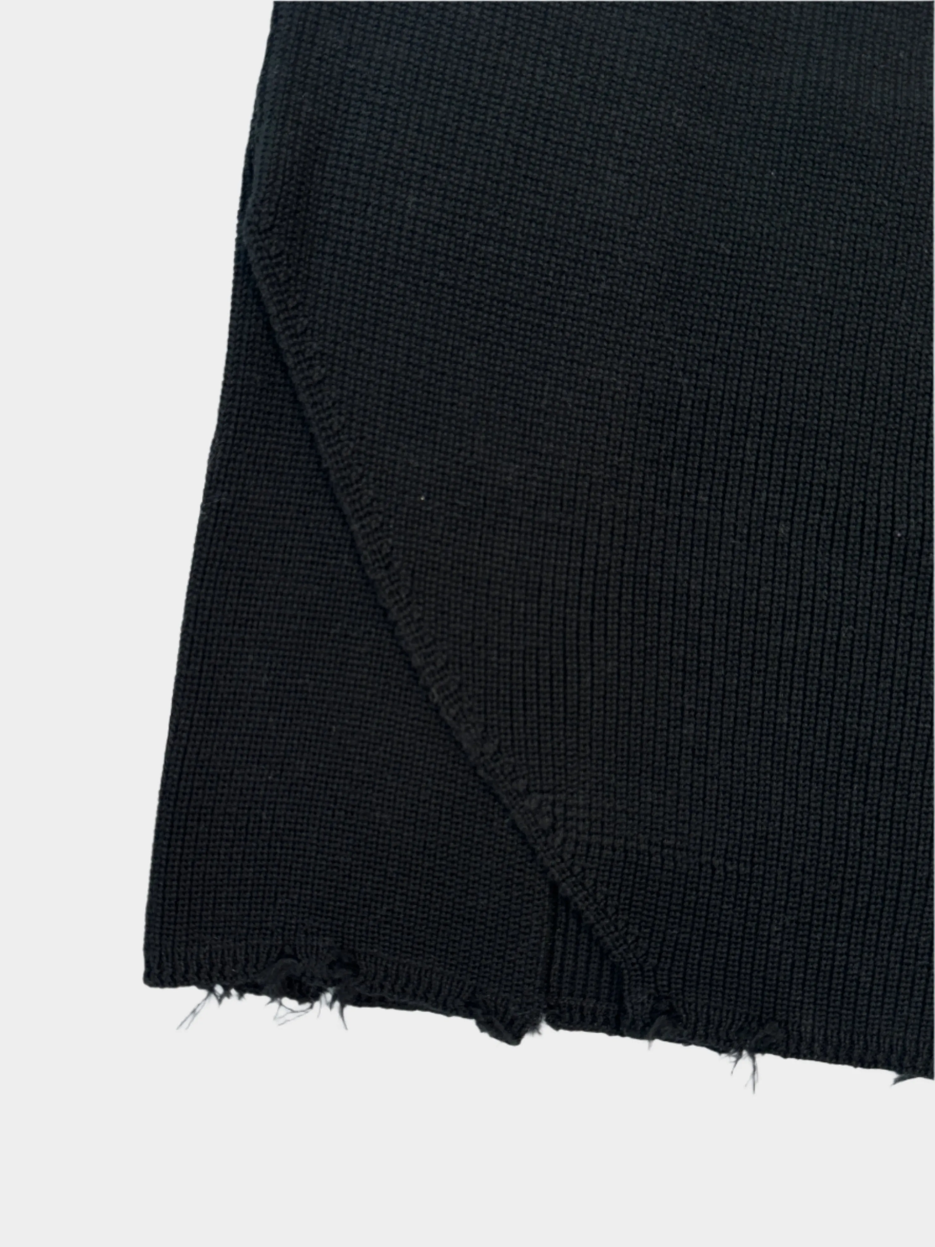Gonna Midi In Maglia Nera Con Fondo Sfilacciato