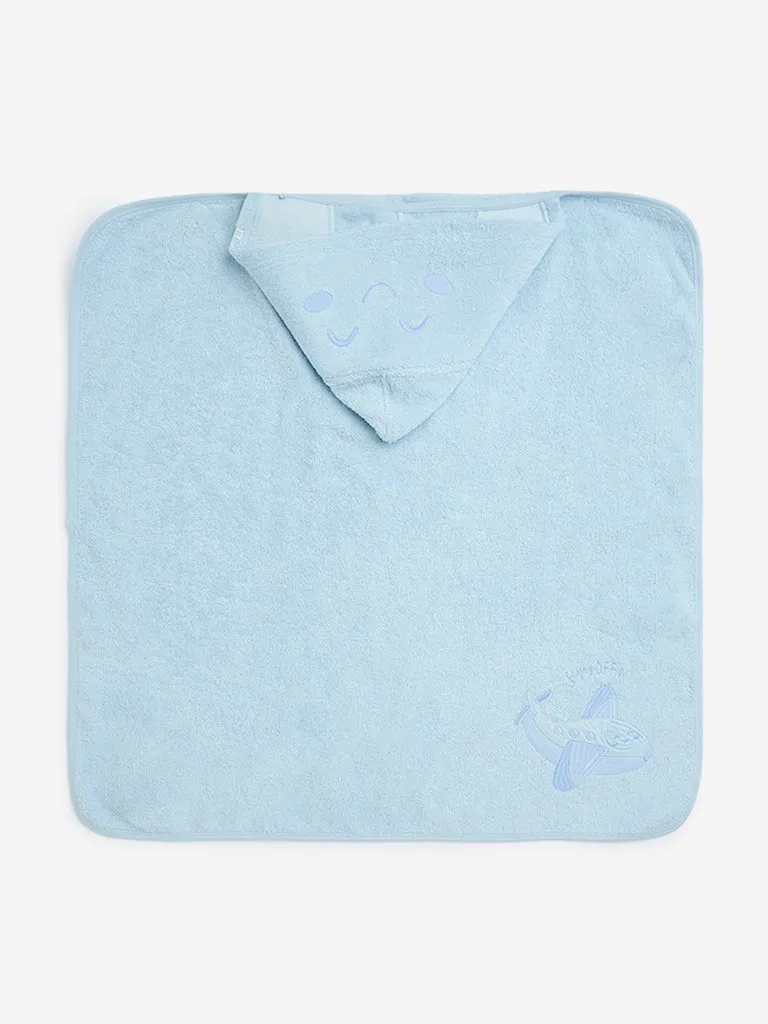 HOP Baby Blue Smiley-Themed Cotton Towel