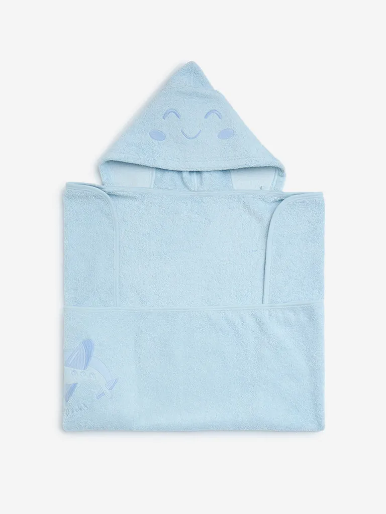 HOP Baby Blue Smiley-Themed Cotton Towel