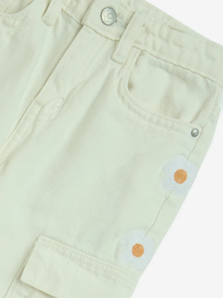 HOP Kids Off-White Mid-Rise Shorts