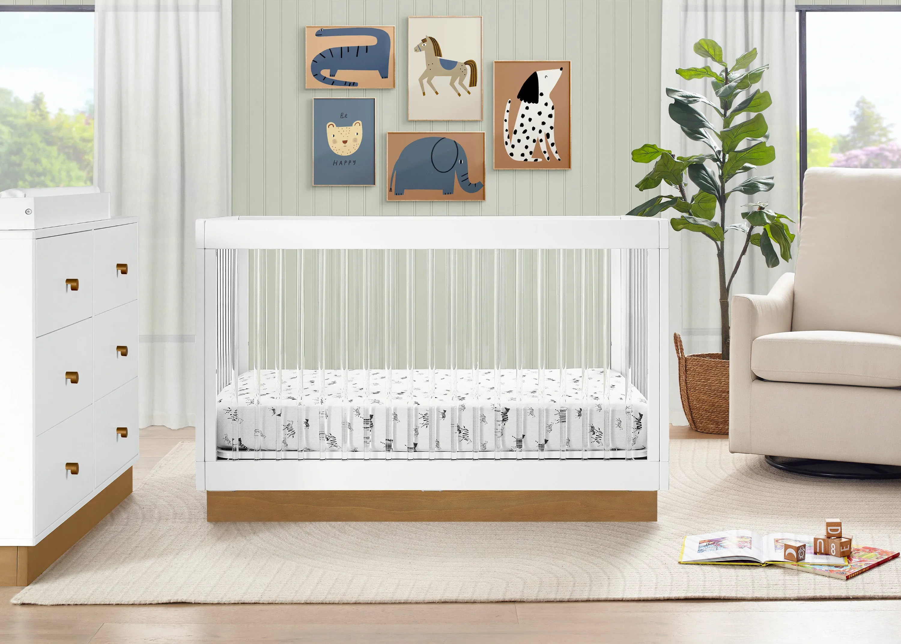 James Acrylic 4-in-1 Convertible Crib