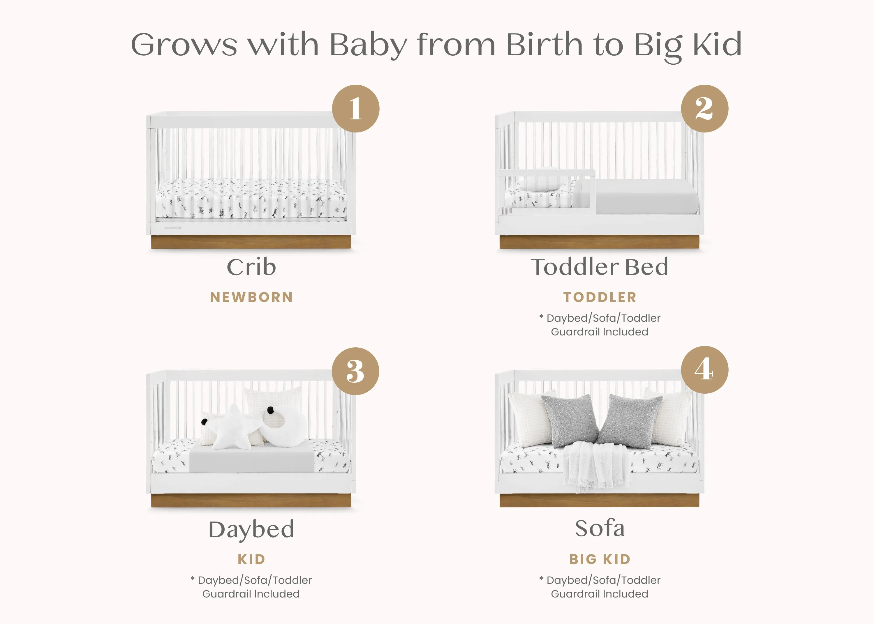 James Acrylic 4-in-1 Convertible Crib