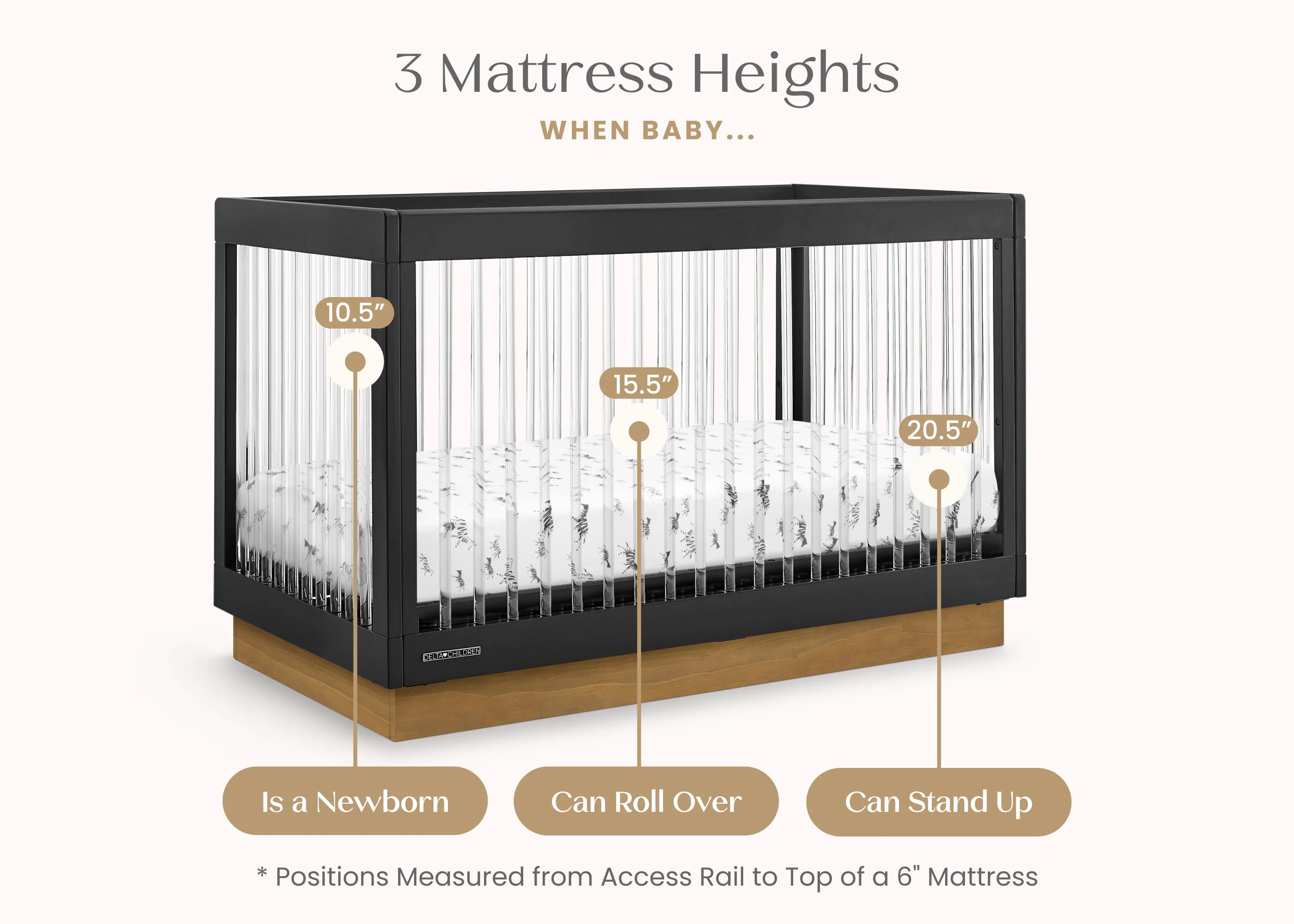 James Acrylic 4-in-1 Convertible Crib