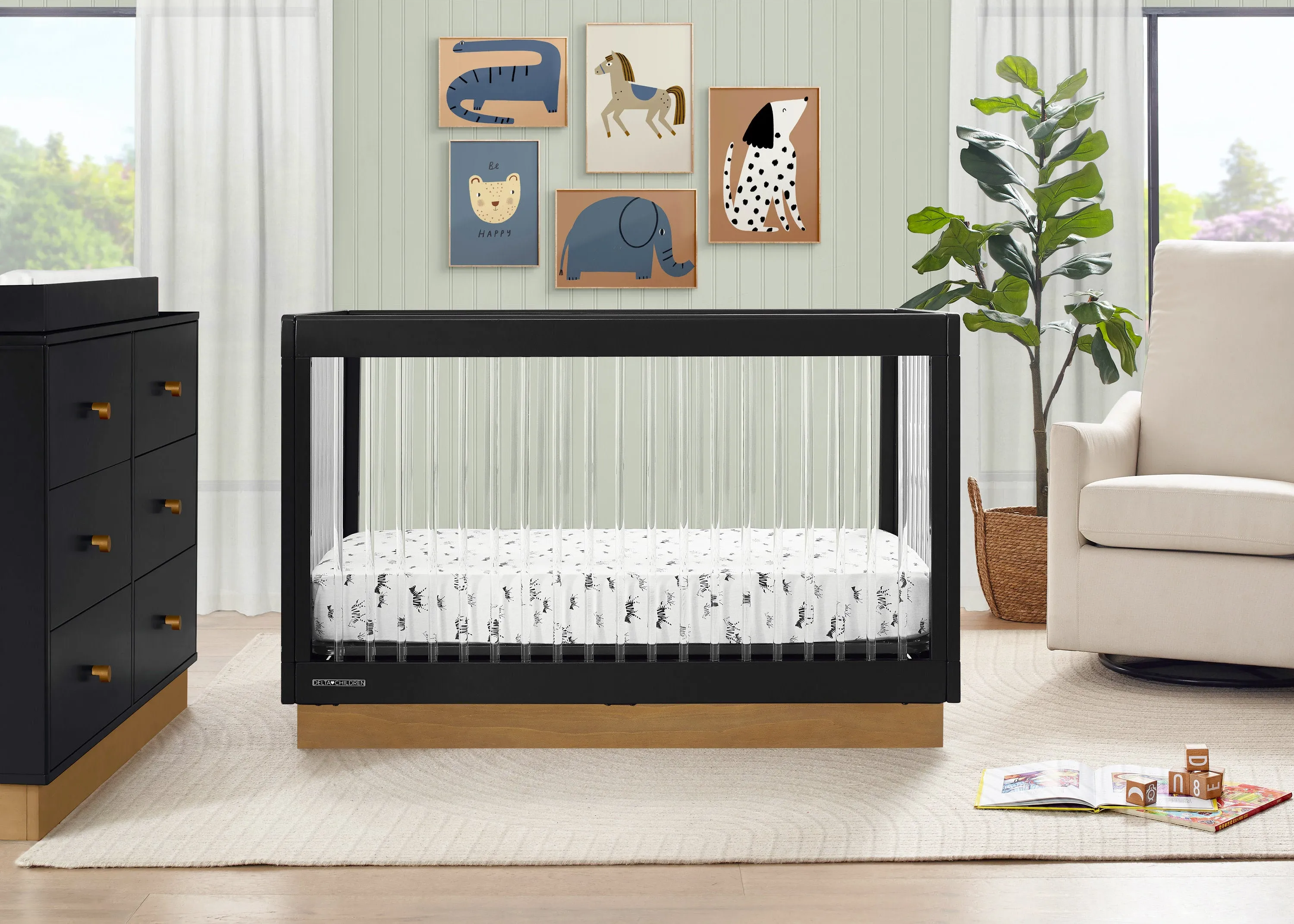 James Acrylic 4-in-1 Convertible Crib