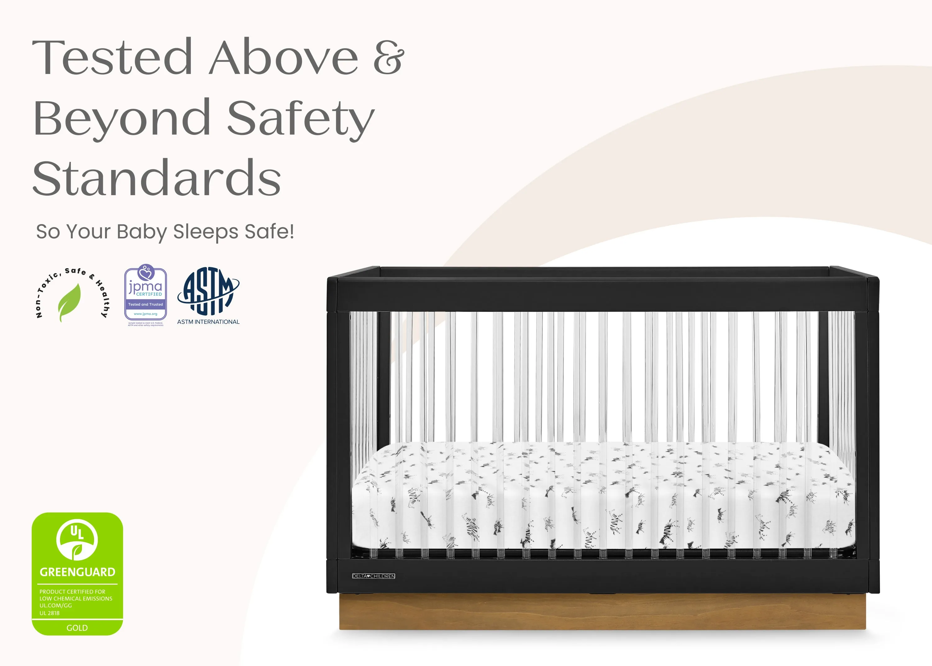James Acrylic 4-in-1 Convertible Crib