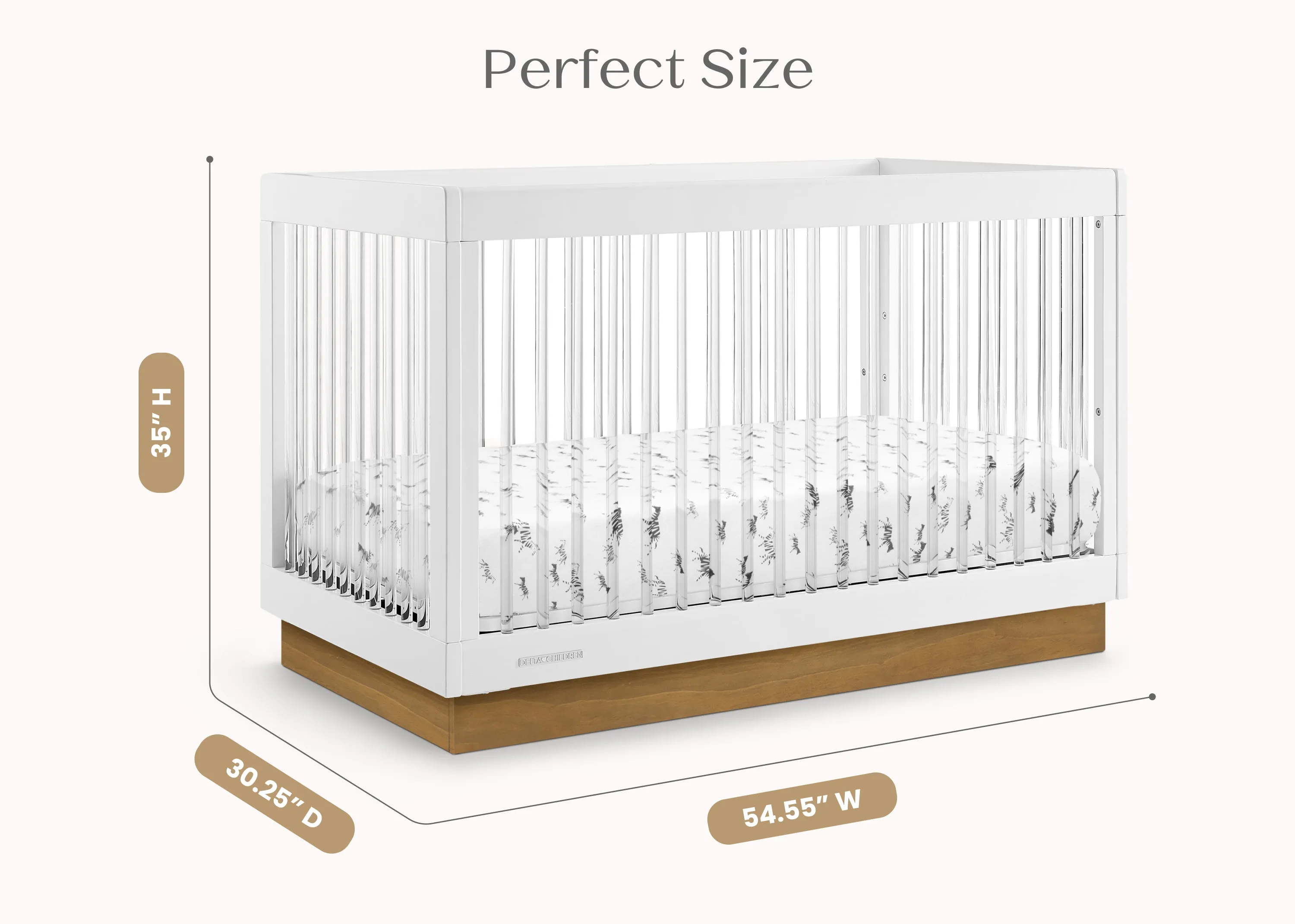 James Acrylic 4-in-1 Convertible Crib
