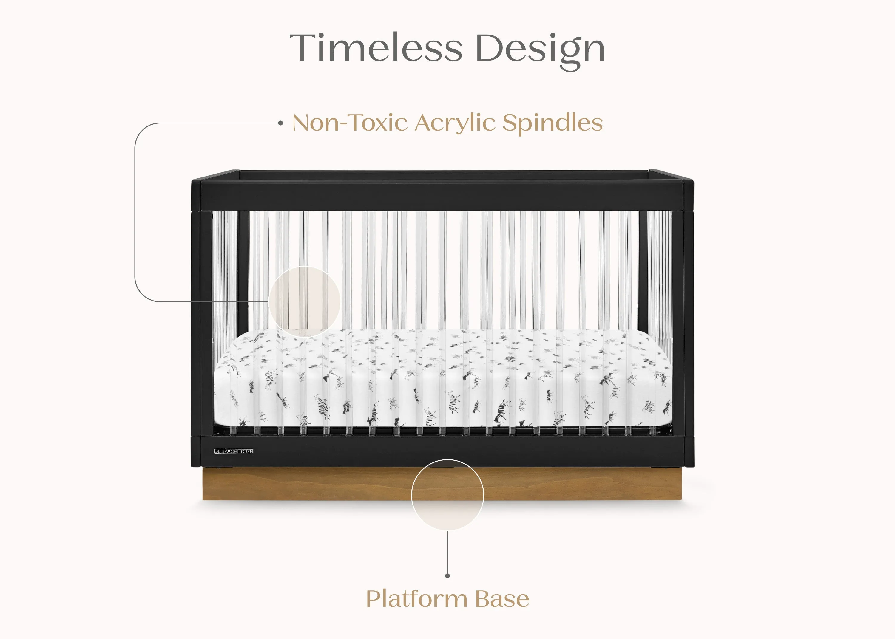 James Acrylic 4-in-1 Convertible Crib