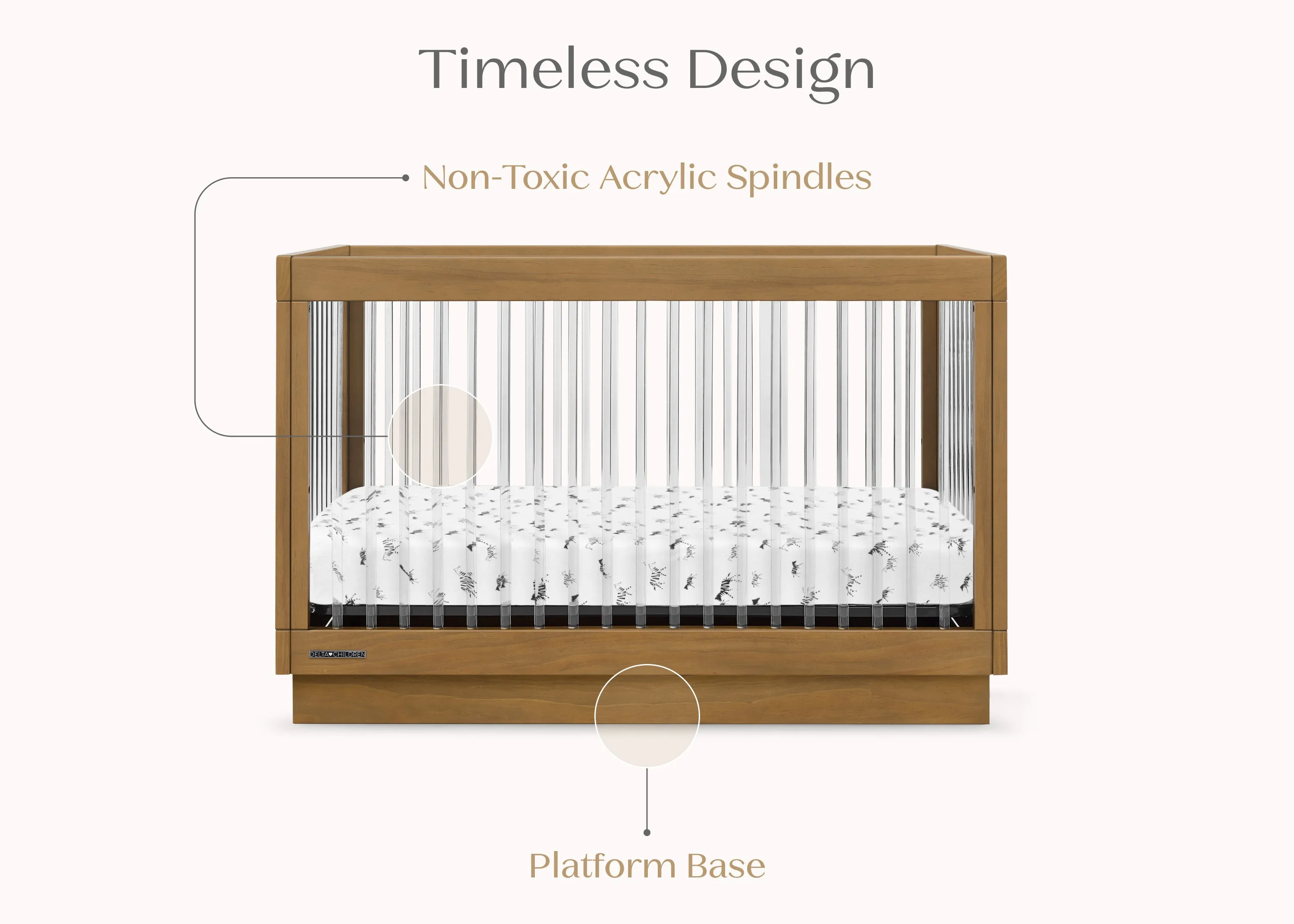 James Acrylic 4-in-1 Convertible Crib
