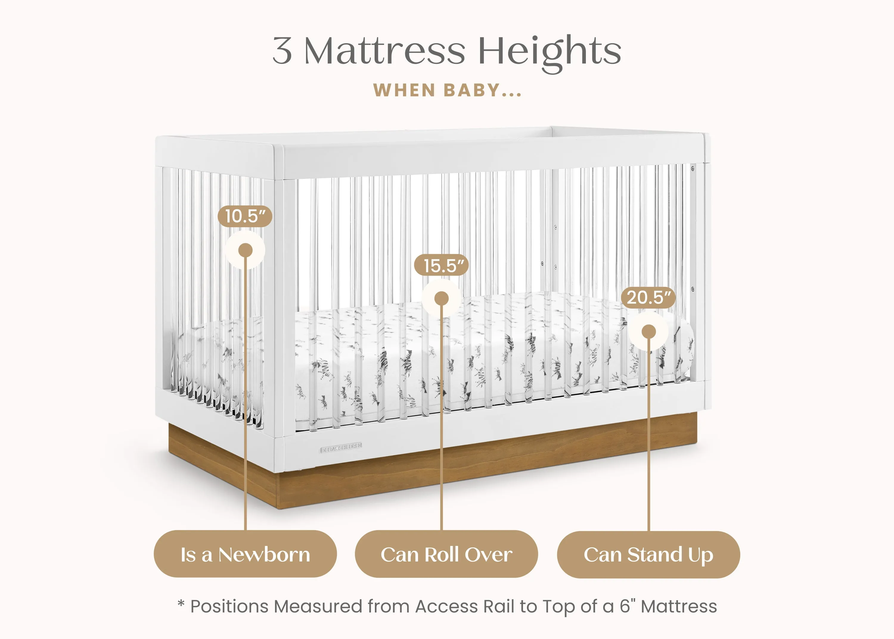 James Acrylic 4-in-1 Convertible Crib