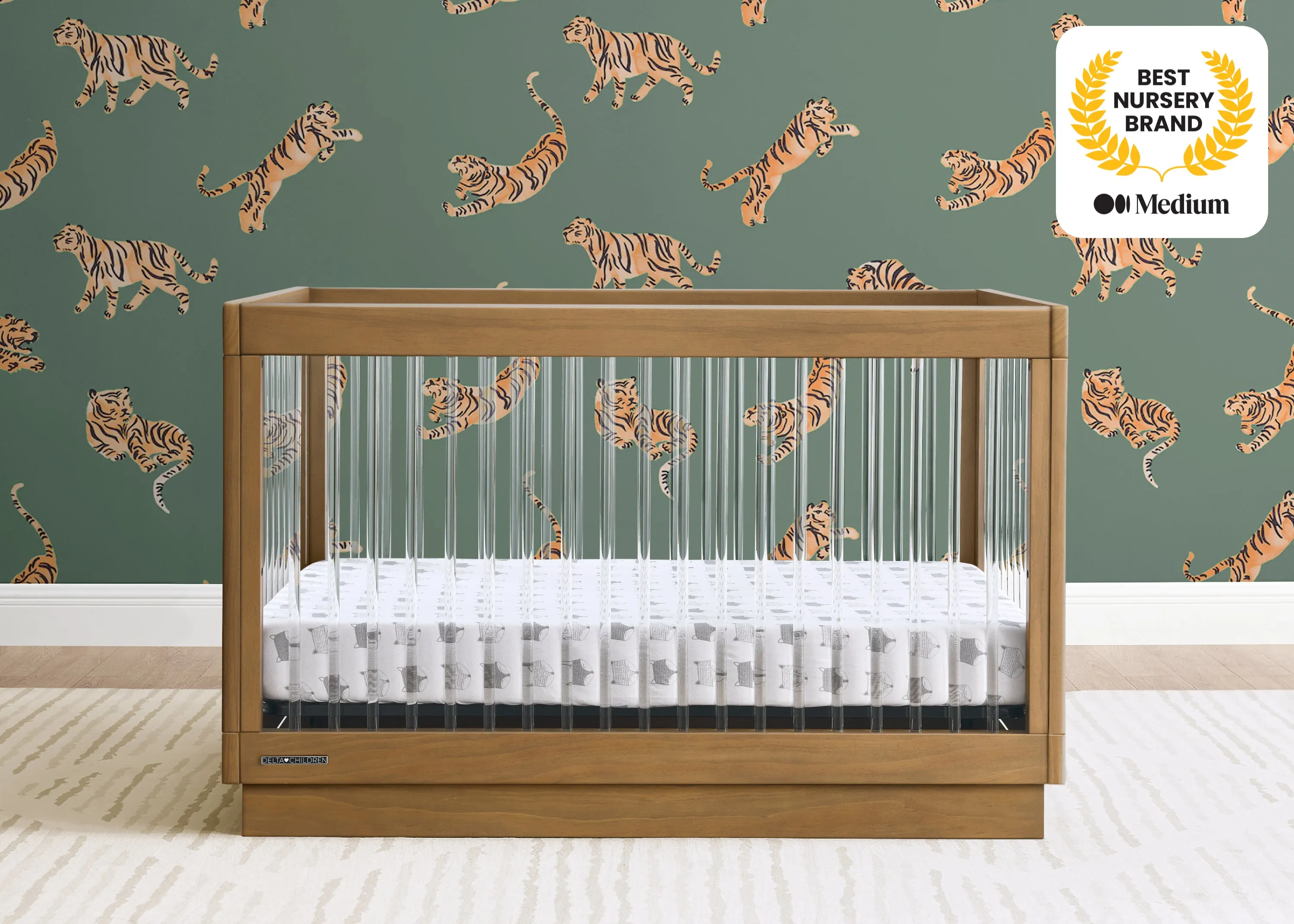James Acrylic 4-in-1 Convertible Crib