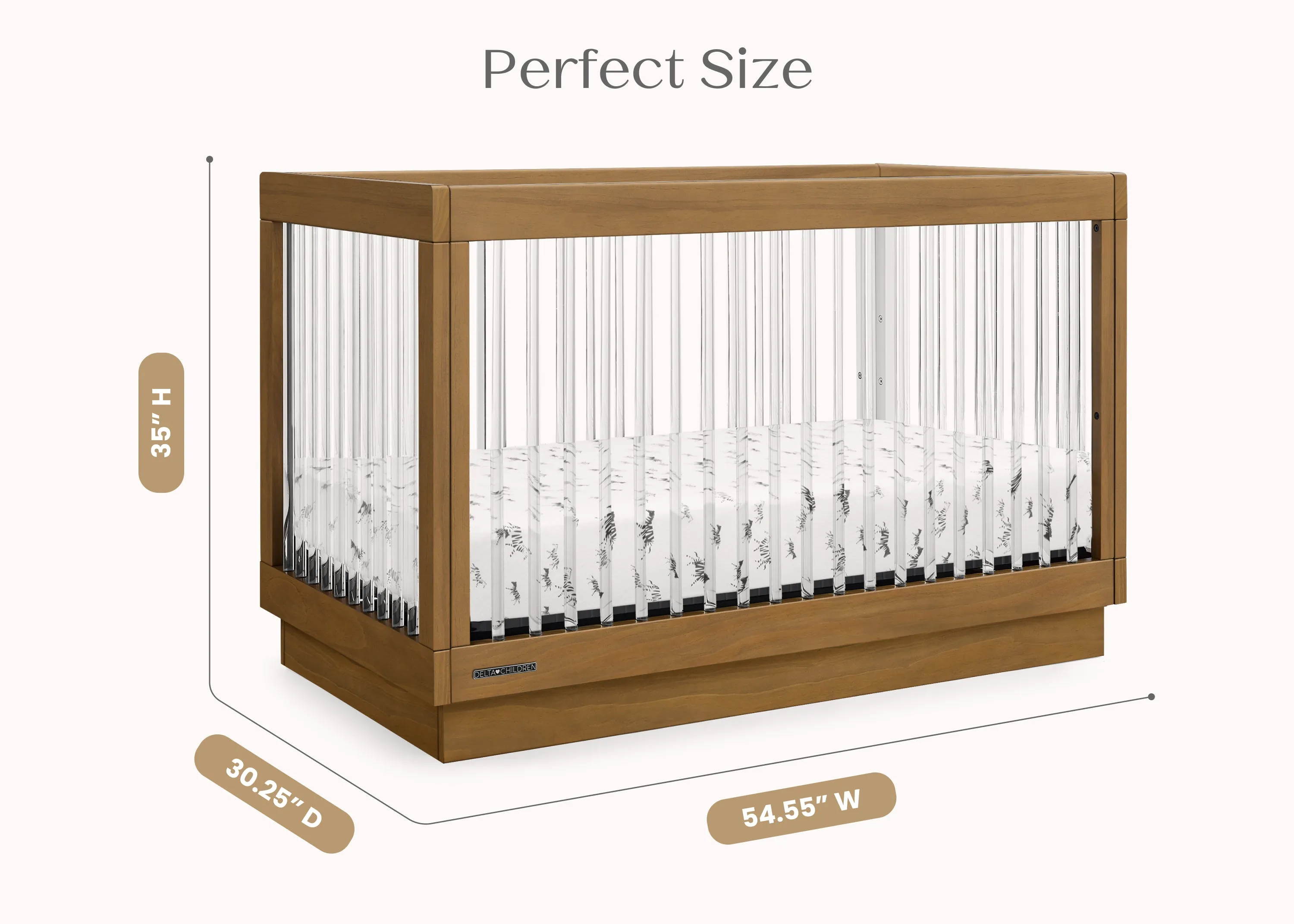 James Acrylic 4-in-1 Convertible Crib