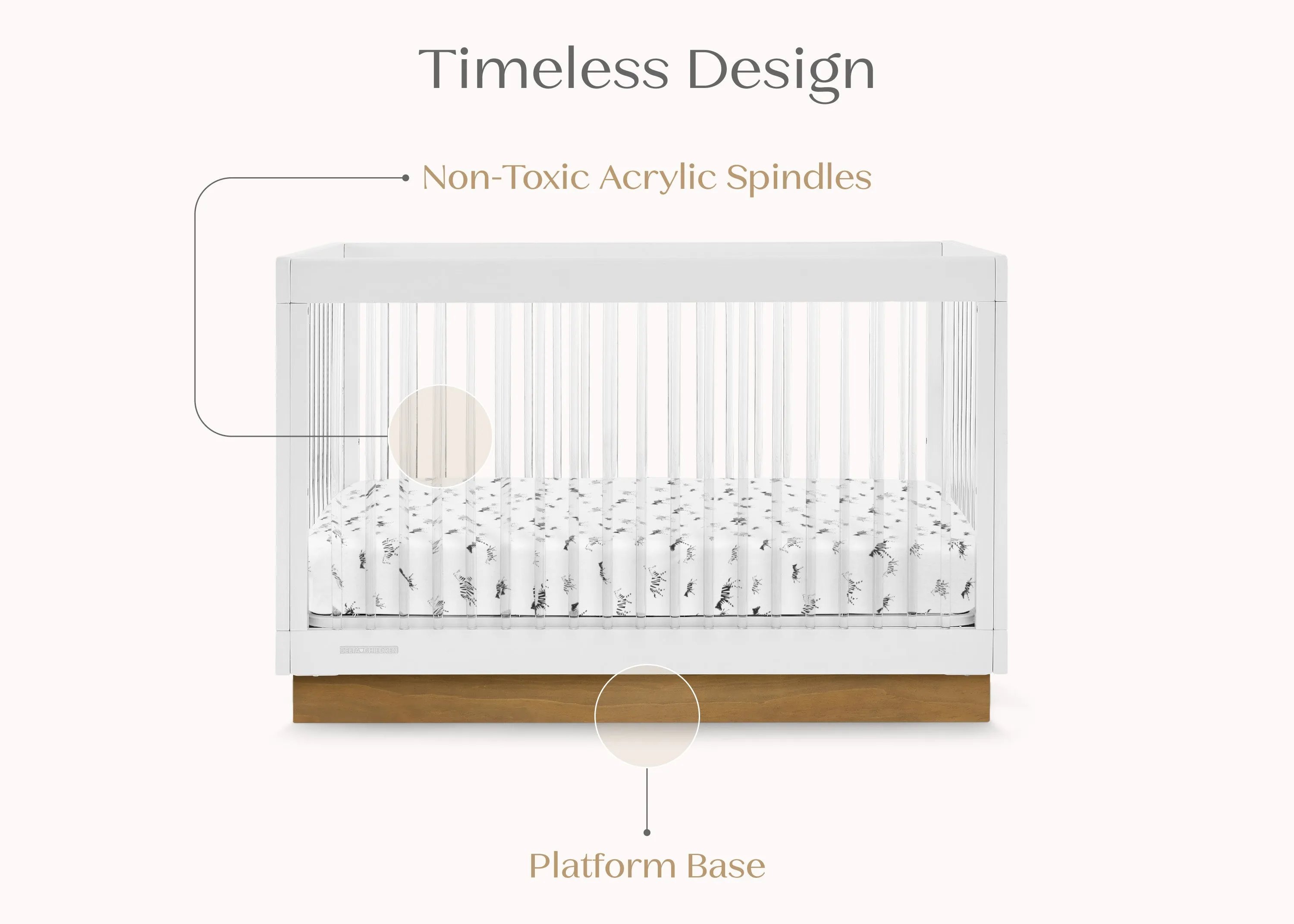 James Acrylic 4-in-1 Convertible Crib